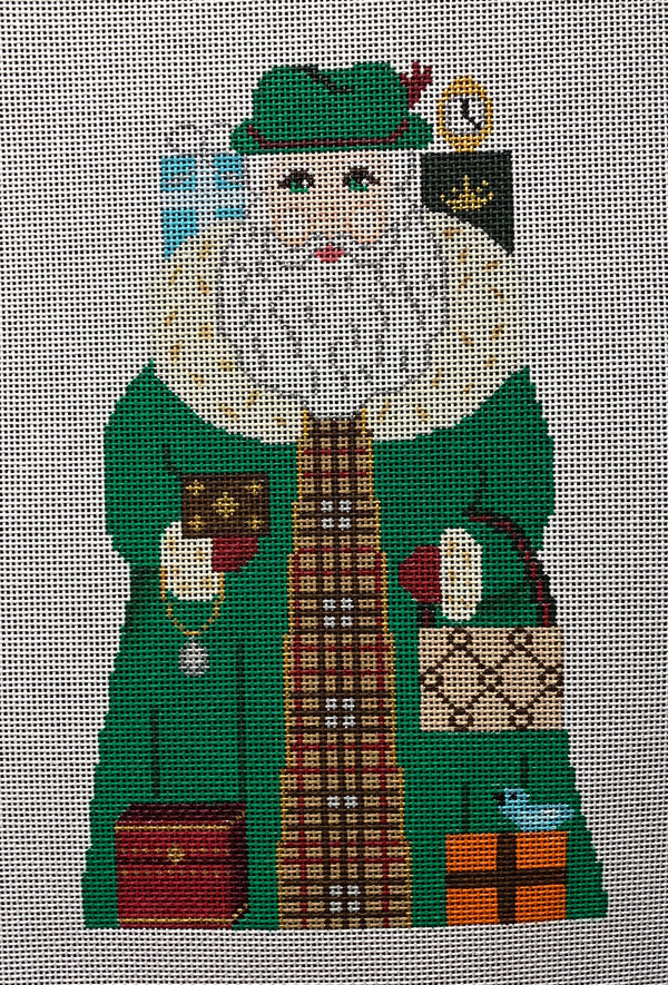 Needlepoint Handpainted CHRISTMAS Fifth Avenue Santa + SG Suzie Vallerie 9"