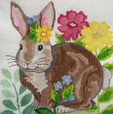 Needlepoint Handpainted Jean Smith Garden Bunny 14x14