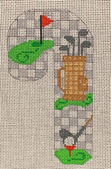 Needlepoint Handpainted Christmas Danji Golf Candy Cane 3x5