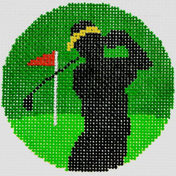 Needlepoint Handpainted Lee BJ Canvas Golfer 3"