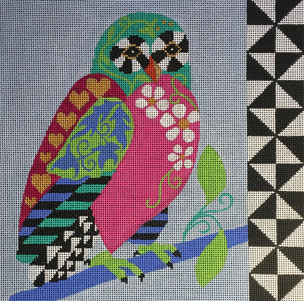 Needlepoint Handpainted Amanda Lawford Graphic Owl 11x11