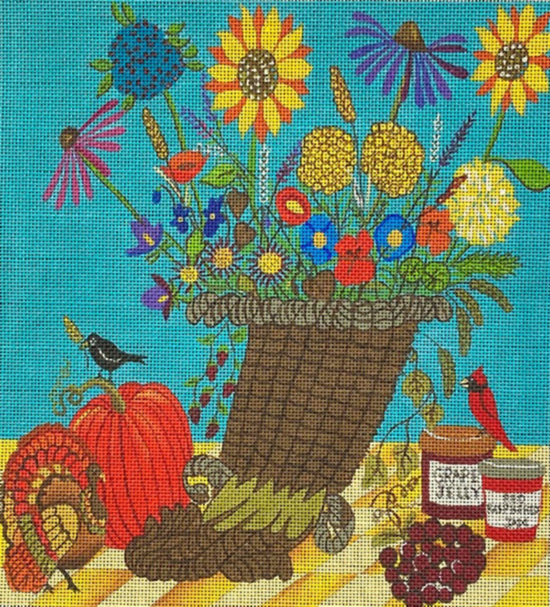 Needlepoint Handpainted Ewe Eye Happy Harvest 9x10