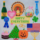 Needlepoint HandPainted JP Needlepoint Happy Everything 15x15