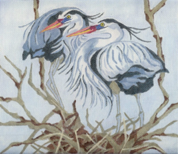 Needlepoint Handpainted Melissa Prince Herons Nesting 10x10