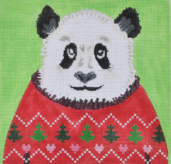 Needlepoint Handpainted CHRISTMAS Danji Holiday Sweater Panda ZIA