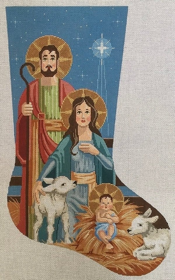 Needlepoint Handpainted Labors of Love CHRISTMAS Stocking Holy Family 21"