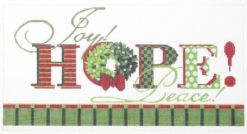 Needlepoint Handpainted Kelly Clark Christmas Hope w/ Stitch Guide + Embellishments