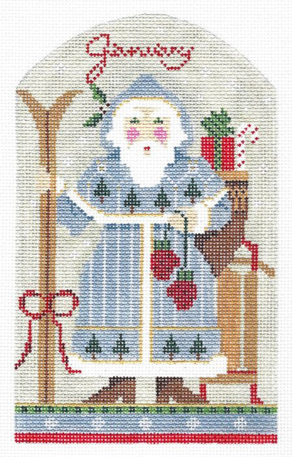 Needlepoint Handpainted Kelly Clark Christmas January Santa +SG