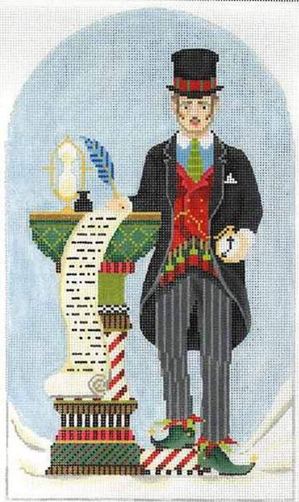 Needlepoint Handpainted Kelly Clark Christmas Jeeves the Elf Master 6x10