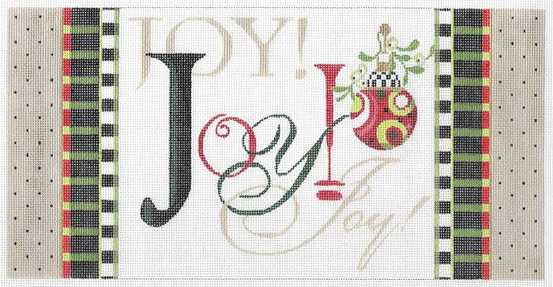 Needlepoint Handpainted KELLY CLARK Christmas Joy Bolster 13x6