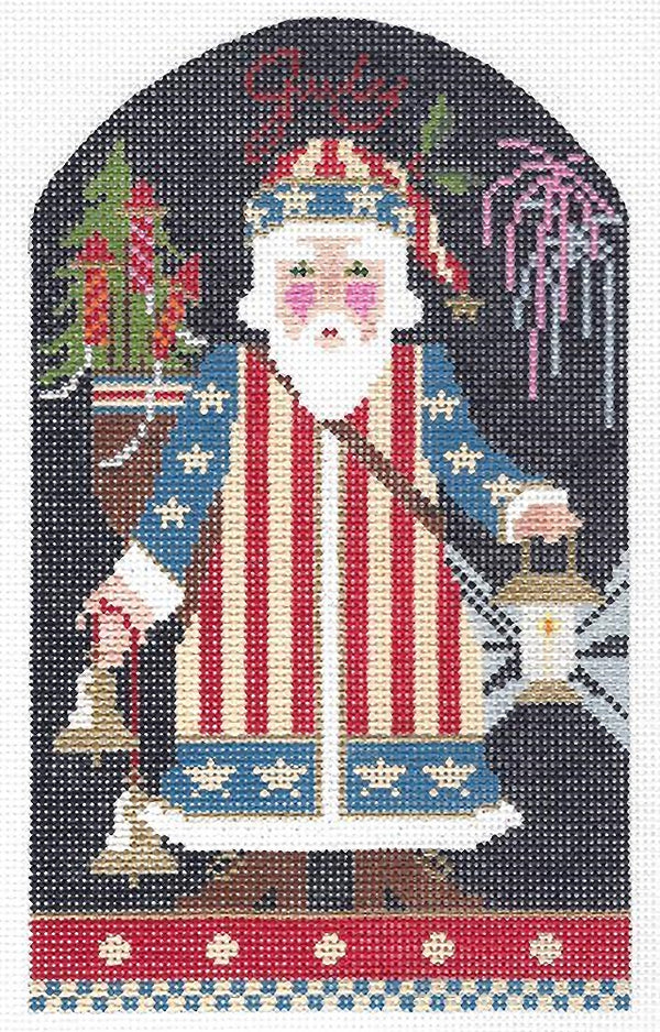 Needlepoint Handpainted Kelly Clark Christmas July Santa +SG