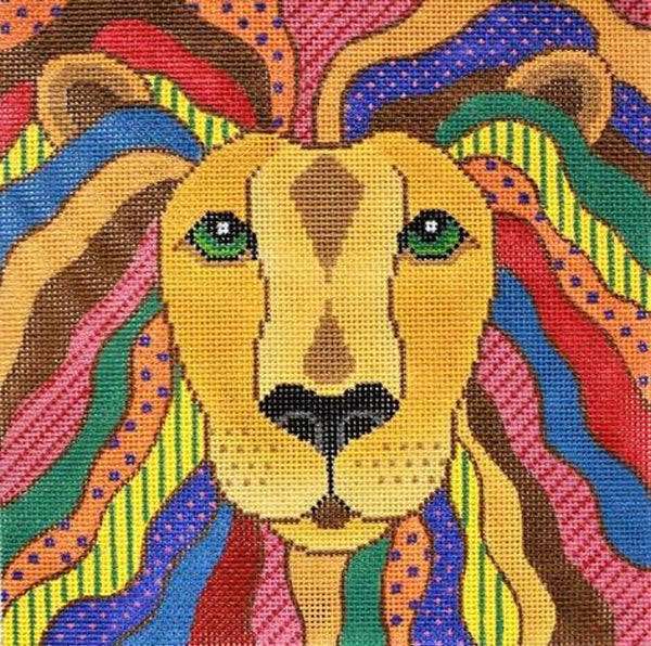 Needlepoint HandPainted JP Needlepoint Leo the Lion Hearted 9x9