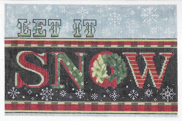 Needlepoint Handpainted Kelly Clark Christmas Let it Snow 10x7