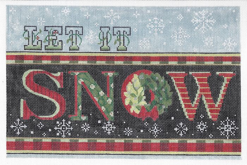Needlepoint Handpainted KELLY CLARK Christmas Let it Snow 10x7