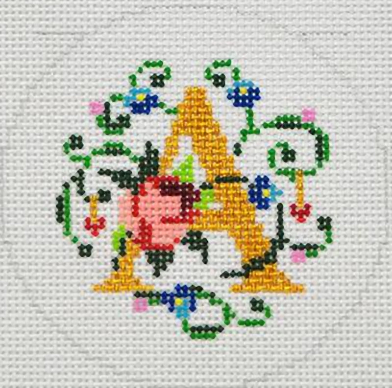 Needlepoint Handpainted Lee BJ Canvas Letter A 3"