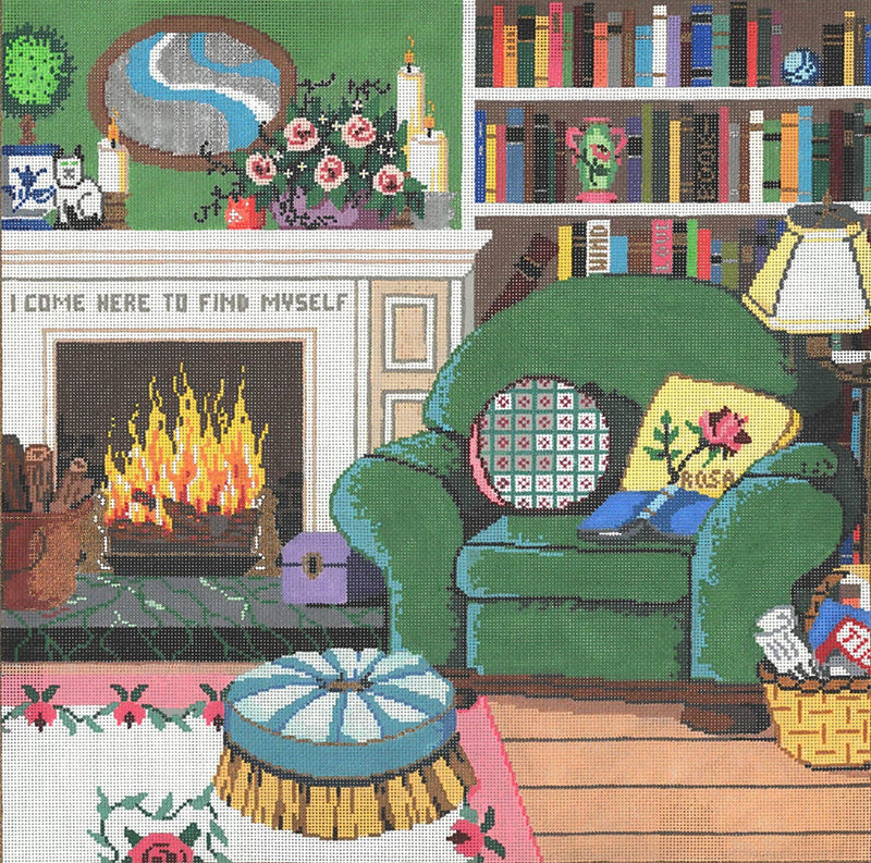 Needlepoint HandPainted Sandra Gilmore Library 14x14