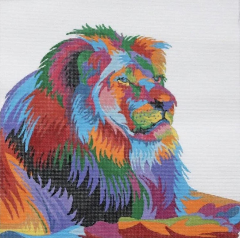 Needlepoint Handpainted Julie Mar Lion 10x10