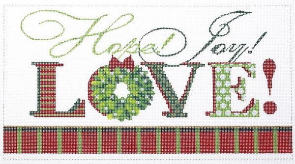Needlepoint Handpainted Kelly Clark Christmas Love 10x6