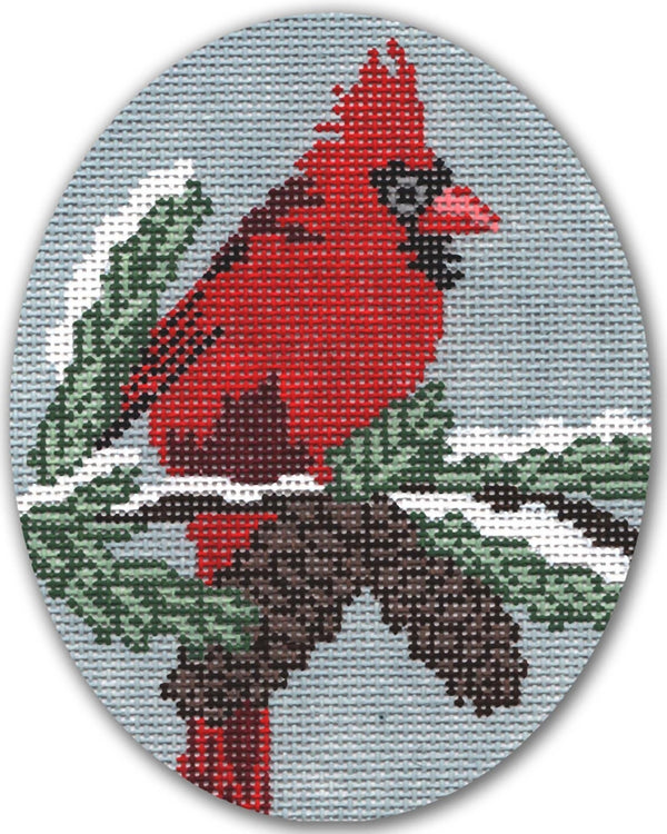 Needlepoint Handpainted Christmas CBK Cardinal Male 5x4