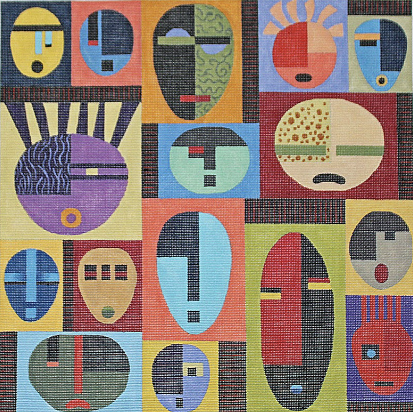 Needlepoint Handpainted PLD Designs Patchwork Designs Masks 14x14 – CL ...