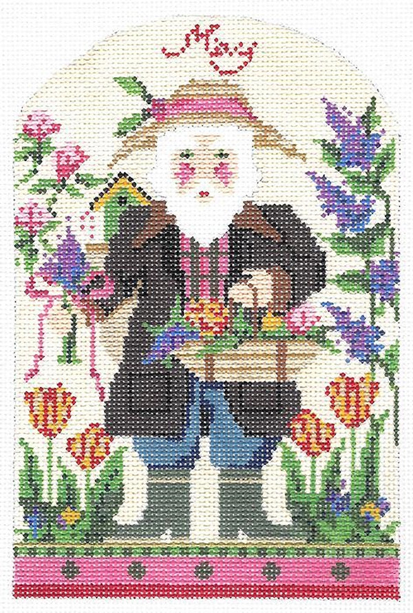 Needlepoint Handpainted Kelly Clark Christmas May Santa +SG