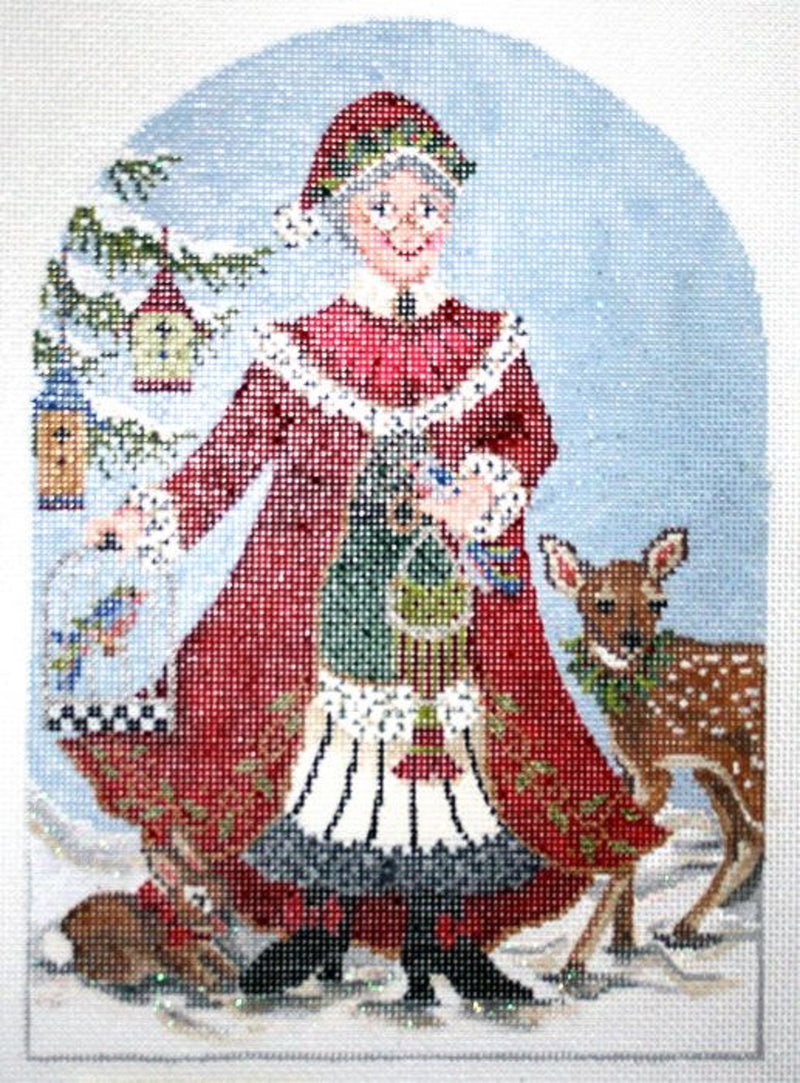 Needlepoint Handpainted Kelly Clark Christmas Mrs Claus 6x9