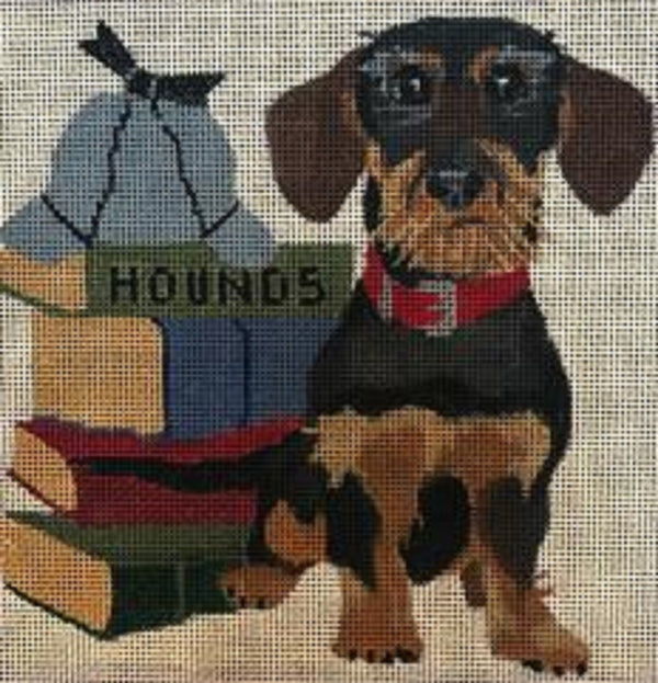 Needlepoint Handpainted Melissa Prince DACHSHUND Mystery Lover 6x6