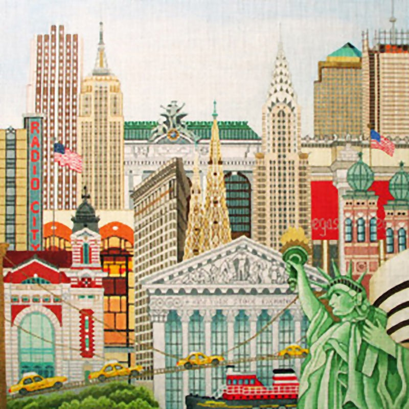 Needlepoint Handpainted Amanda Lawford New York City Skyline 20x20