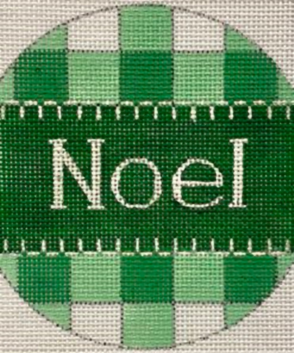 Needlepoint Handpainted Christmas Alice Peterson Noel Green Gingham 4"