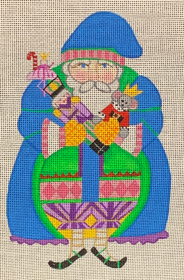 Needlepoint Handpainted CHRISTMAS Danji Nutcracker Santa 5x8