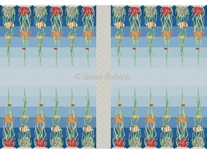 Needlepoint Handpainted Susan Roberts Backgammon Board Ocean Floor