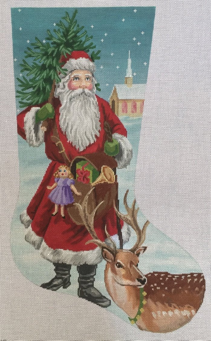 Needlepoint Handpainted Labors of Love CHRISTMAS Stocking Old World Santa 21"