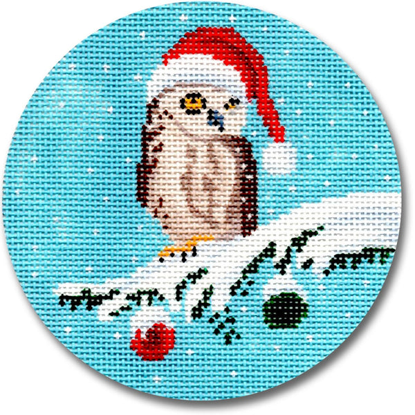 Needlepoint Handpainted Christmas CBK Owl 4"