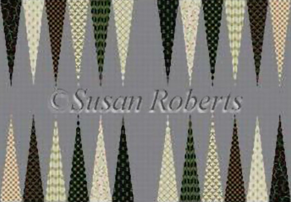 Needlepoint Handpainted Susan Roberts Backgammon Board Patterned Points