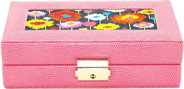 Needlepoint Lee Jewelry Case Leather Pink - Canvas Sold Separately