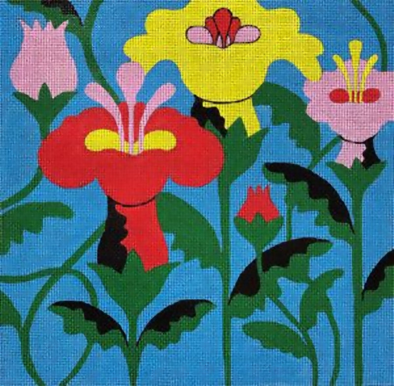 Needlepoint Handpainted DJ Designs Pop Flowers 14x14