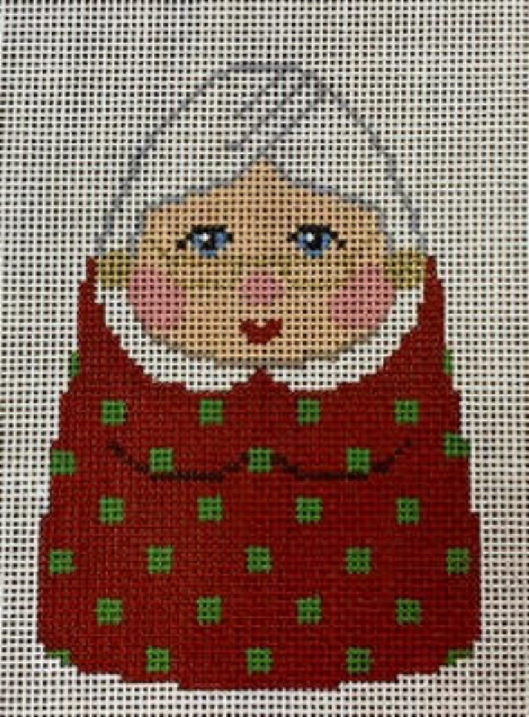 Needlepoint Handpainted CHRISTMAS Labors of Love Pudgy Mrs Claus Ornament