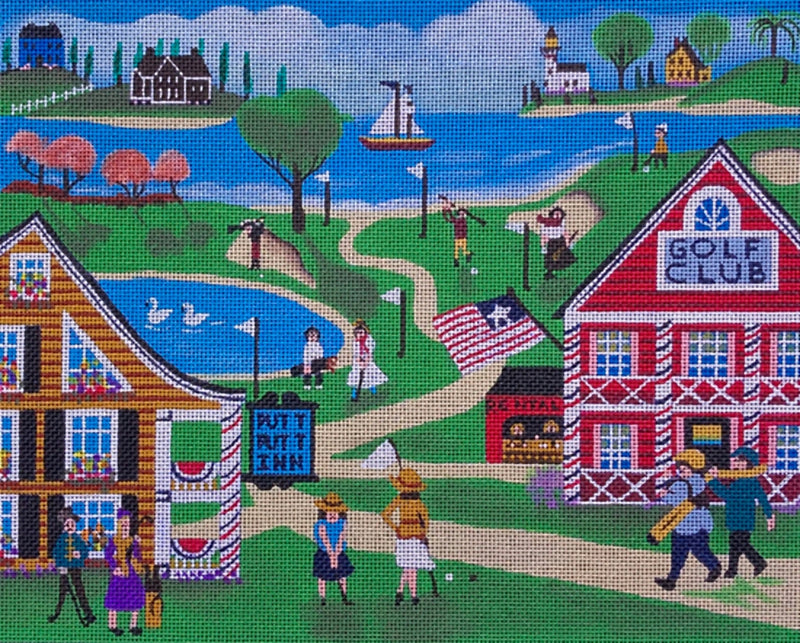 Needlepoint Handpainted Ewe Eye Golf Putt Putt Inn 11x9