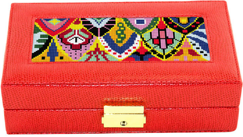 Needlepoint Lee Jewelry Case Leather Red - Canvas Sold Separately