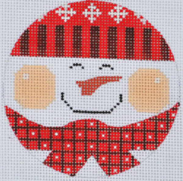Needlepoint Handpainted CHRISTMAS Danji Red Snowman Ornament 3.5"