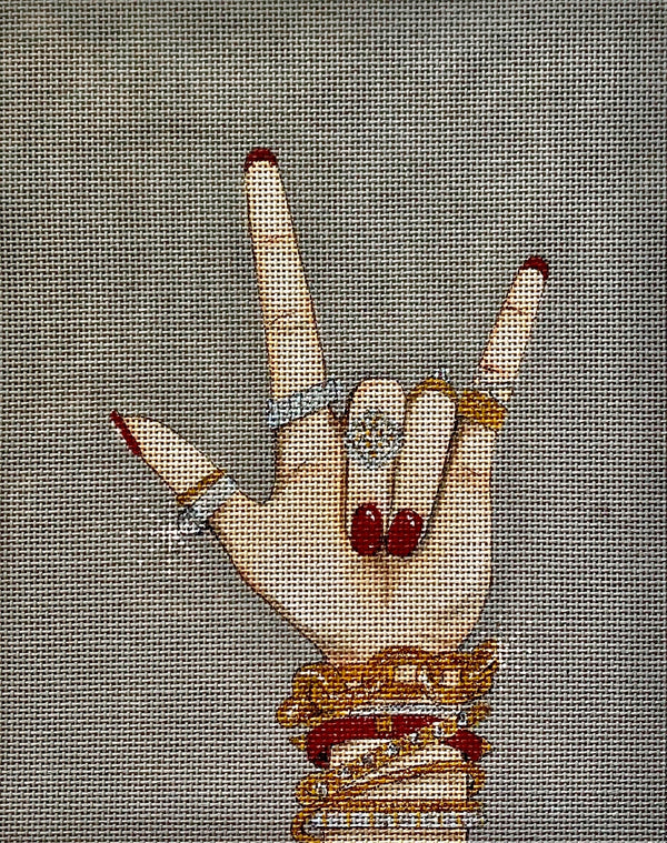 Needlepoint Handpainted Alice Peterson Rock on Jewelry 9x11