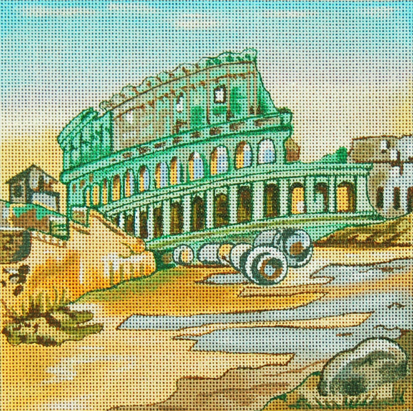 Needlepoint Handpainted Rome Trubey 7x7 Colosseum