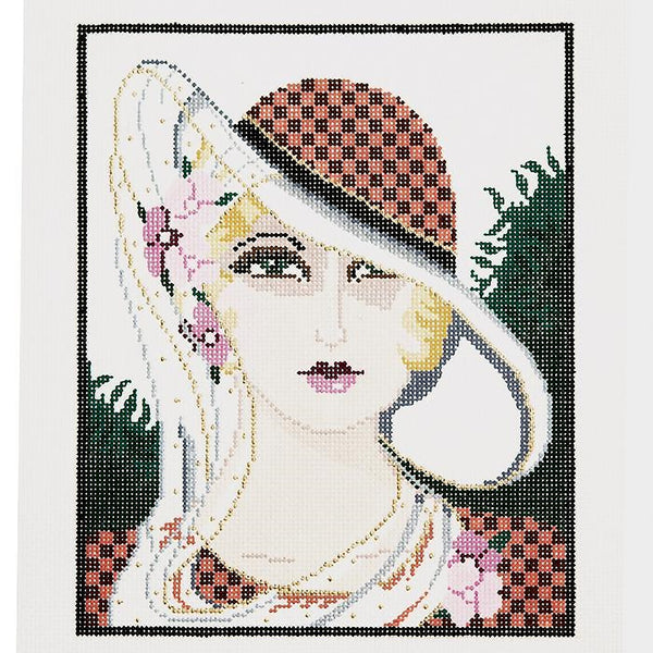 Needlepoint Handpainted Lee Vogue Girl Rust 8x10