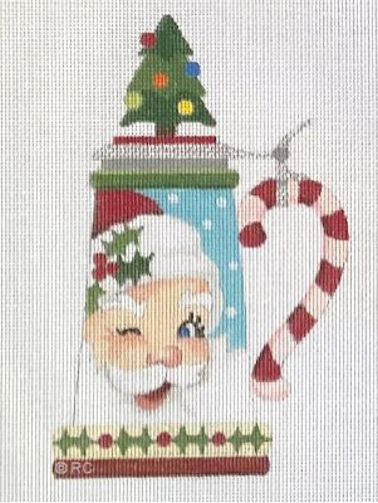 Needlepoint Handpainted Raymond Crawford Christmas Santa Beer Stein 7.5"