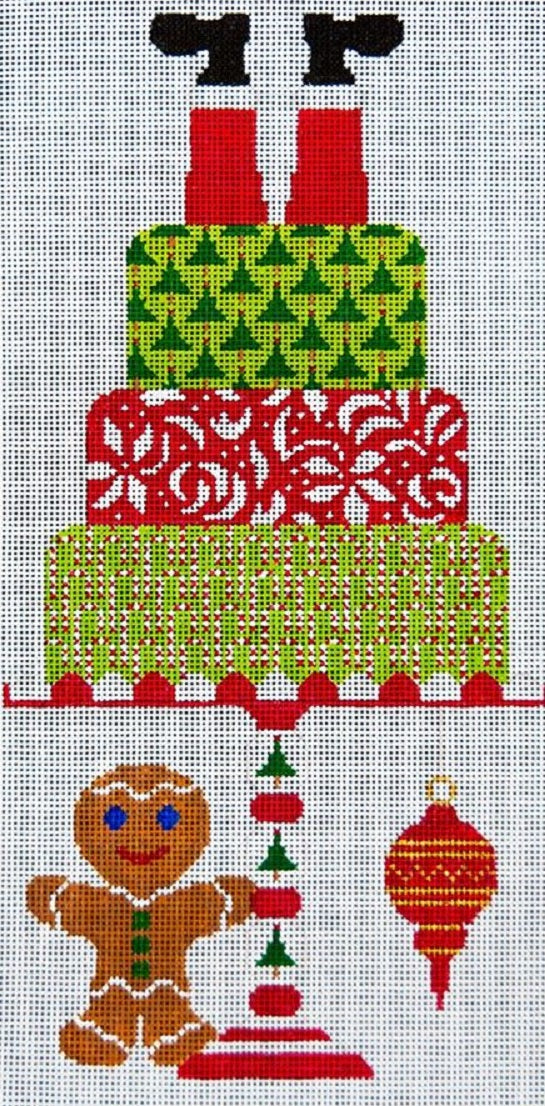 Needlepoint Handpainted JP Needlepoint Santa Takes the Cake 6x10