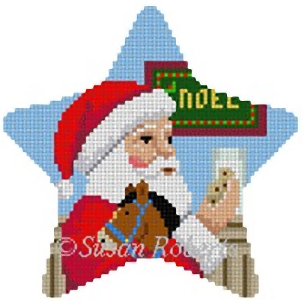 Needlepoint Handpainted Christmas Susan Roberts Santas Cookies Star 4x4
