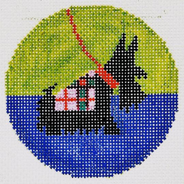 Needlepoint Handpainted Lee BJ Canvas Scottie 3"