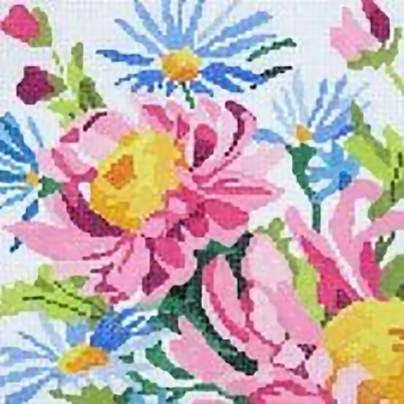 Needlepoint Handpainted Jean Smith Small Loving Bouquet #2 8x8