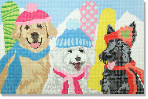 Needlepoint Handpainted CBK Dog Snow Belles 14 x 9.5