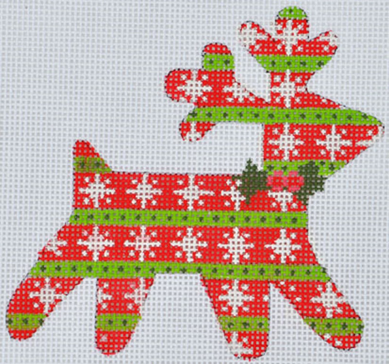 Needlepoint Handpainted Christmas Danji Snowflakes Reindeer 4x4